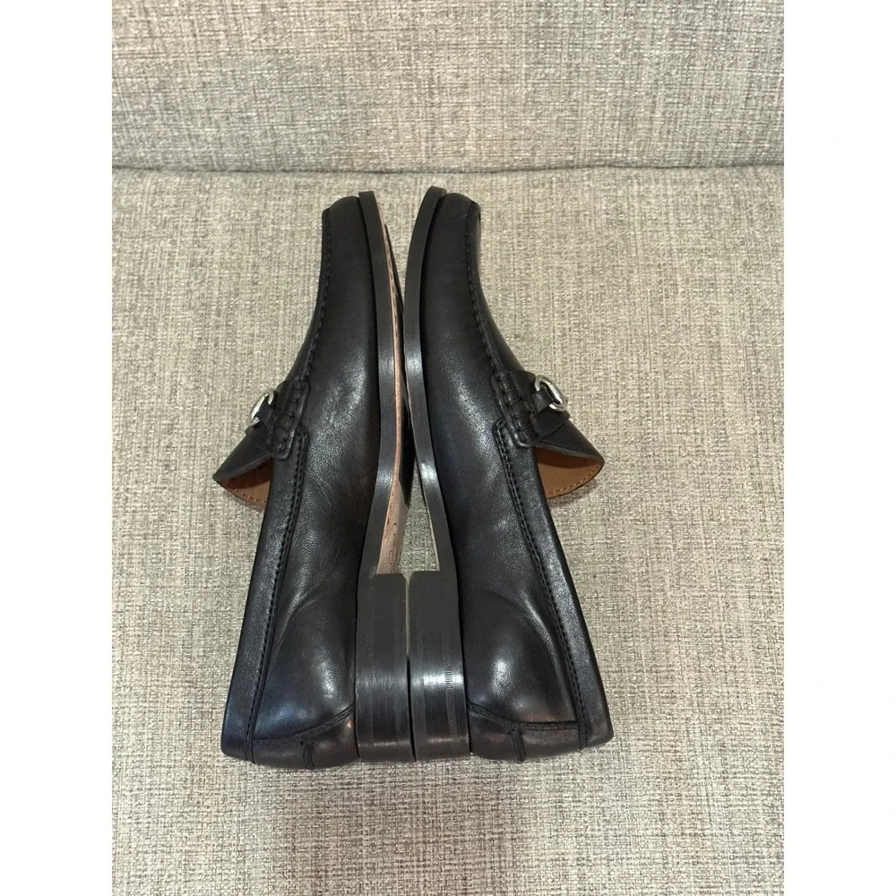 Johnston & Murphy Collection Black Leather Bit Loafers Silver Hardware 9M NWOT